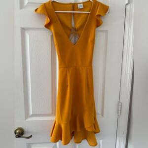 Selfie Leslie Mustard Backless Dress